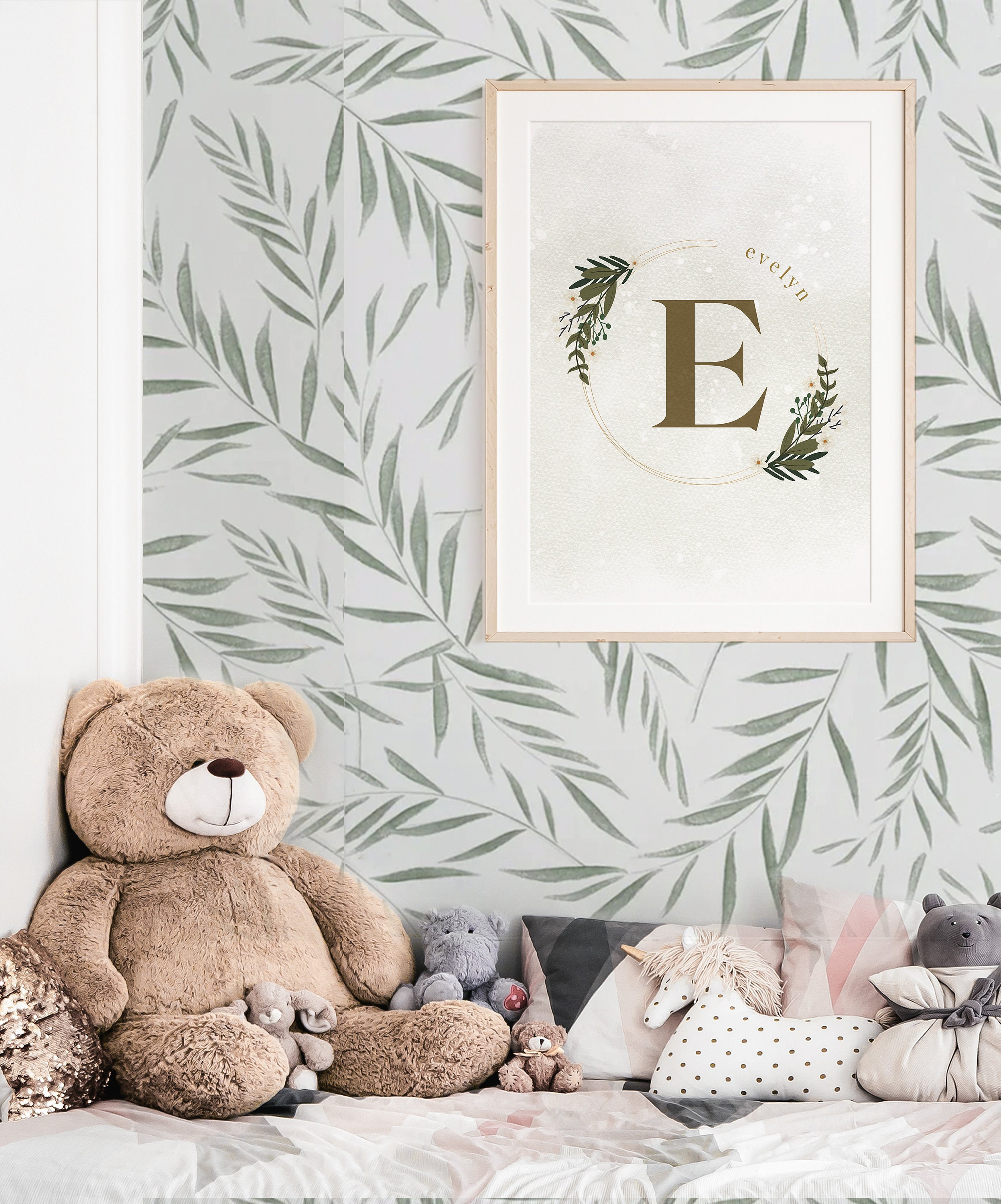 Personalized Initial Name Printable Art, Nursery Art Print, Farmhouse ...