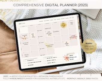 2023 Digital Planner, 2023 Jahresplaner iPad Planner, Wochen- und Tagesplaner, datierter digitaler Hyperlinkplaner für Goodnotes, Notability