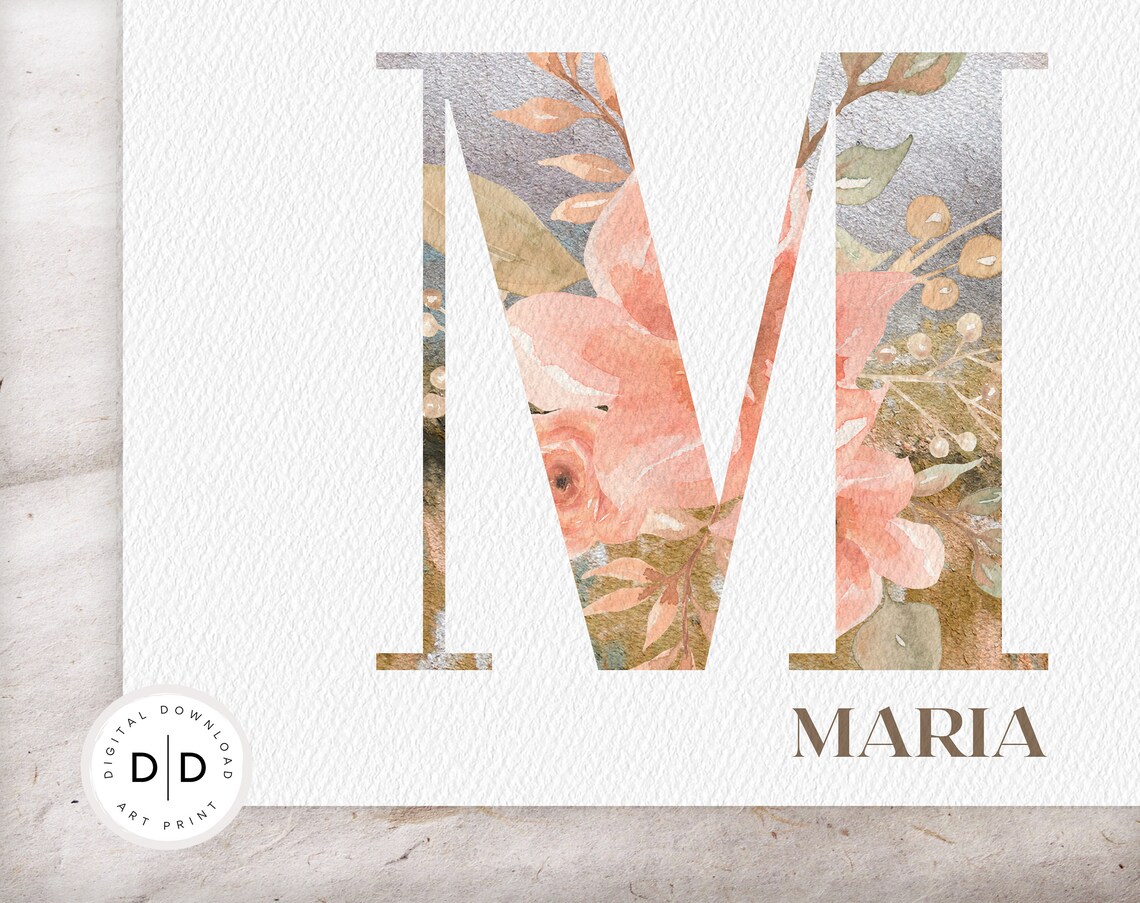 Printable Nursery Name Art Wildflowers Nursery Prints Girl / Boy