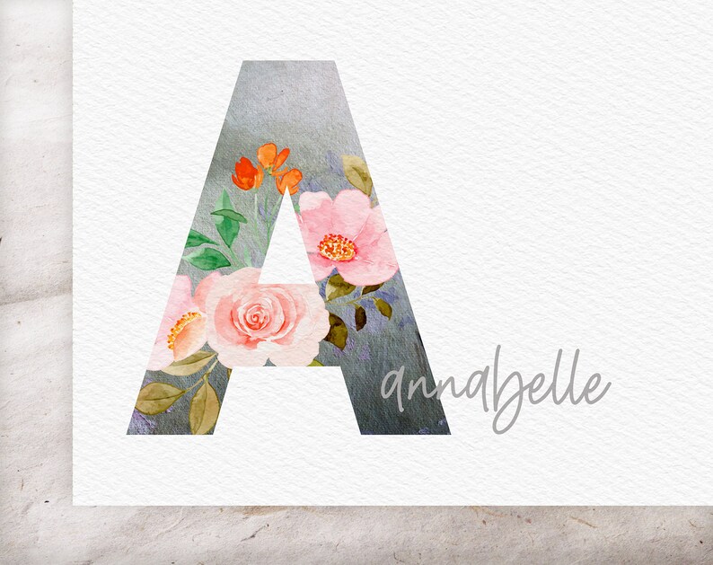 Printable Nursery Name Art Wildflowers Nursery Prints Girl / Etsy