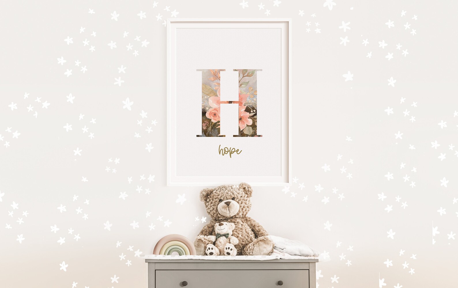 Printable Nursery Name Art Wildflowers Nursery Prints Girl / Boy