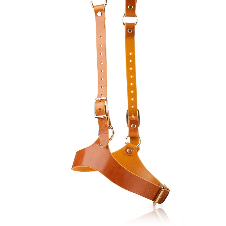 Amber Leather Suspender Harness Brown Garters Belt Premium Etsy