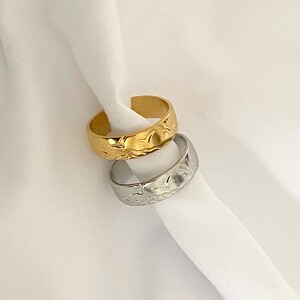 seagull engraved gold and silver adjustable rings