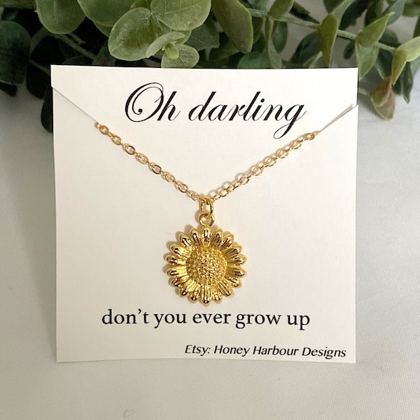 gold plated sunflower pendant necklace