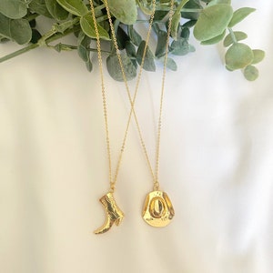 18K gold plated cowboy boot & cowboy hat charm necklaces