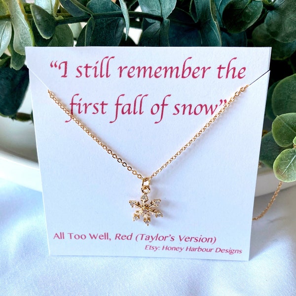 gold rhinestone snowflake charm chain necklace, dainty 18K gold plated chain