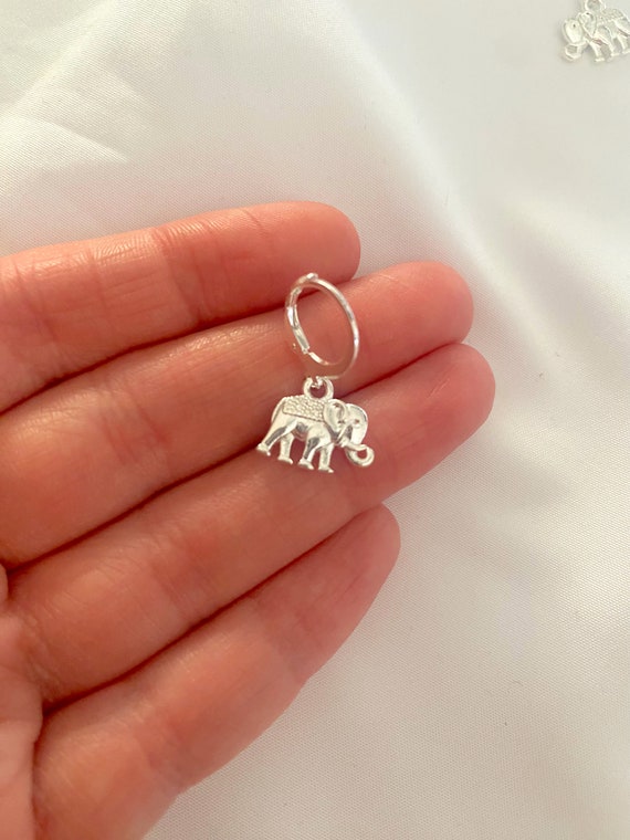 Orecchini A Cerchio Argento 925 Con Zirconia - Elefante Semplice - Gioielli Moda Donna - 3