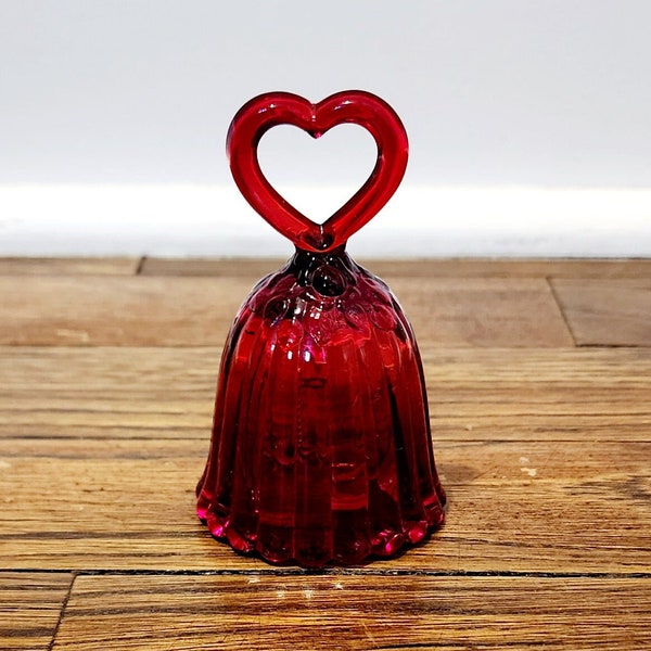 Fenton Mini Ruby Red Heart Handled Bell