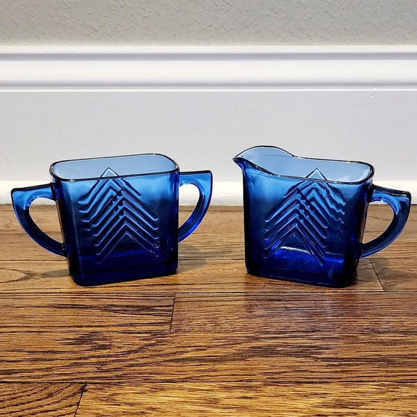 Blue Glass Creamer Etsy