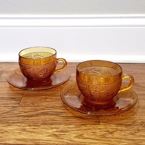 Sandwich Amber by Tiara Set of 2 Cups and Saucers