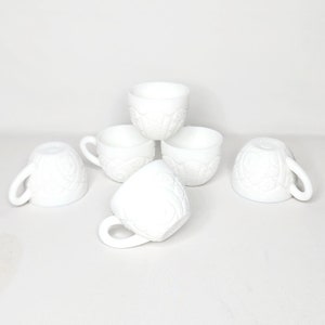 Set of 6 Milk Glass Mugs White Punch Cups