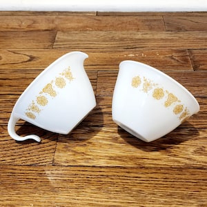 Corelle Butterfly Gold Creamer and Open Sugar Bowl