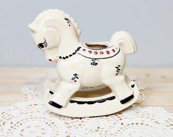 Vintage Ceramic Rocking Horse Planter ( Imperfect )