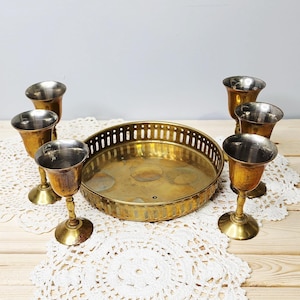 Vintage Brass Cordial Set (Imperfect)