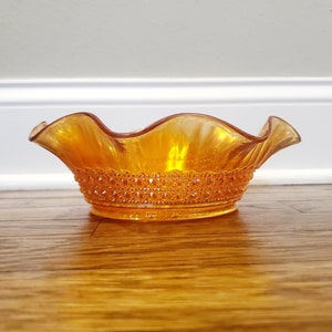 Imperial Flute and Cane Marigold Carnival Glass Bowl