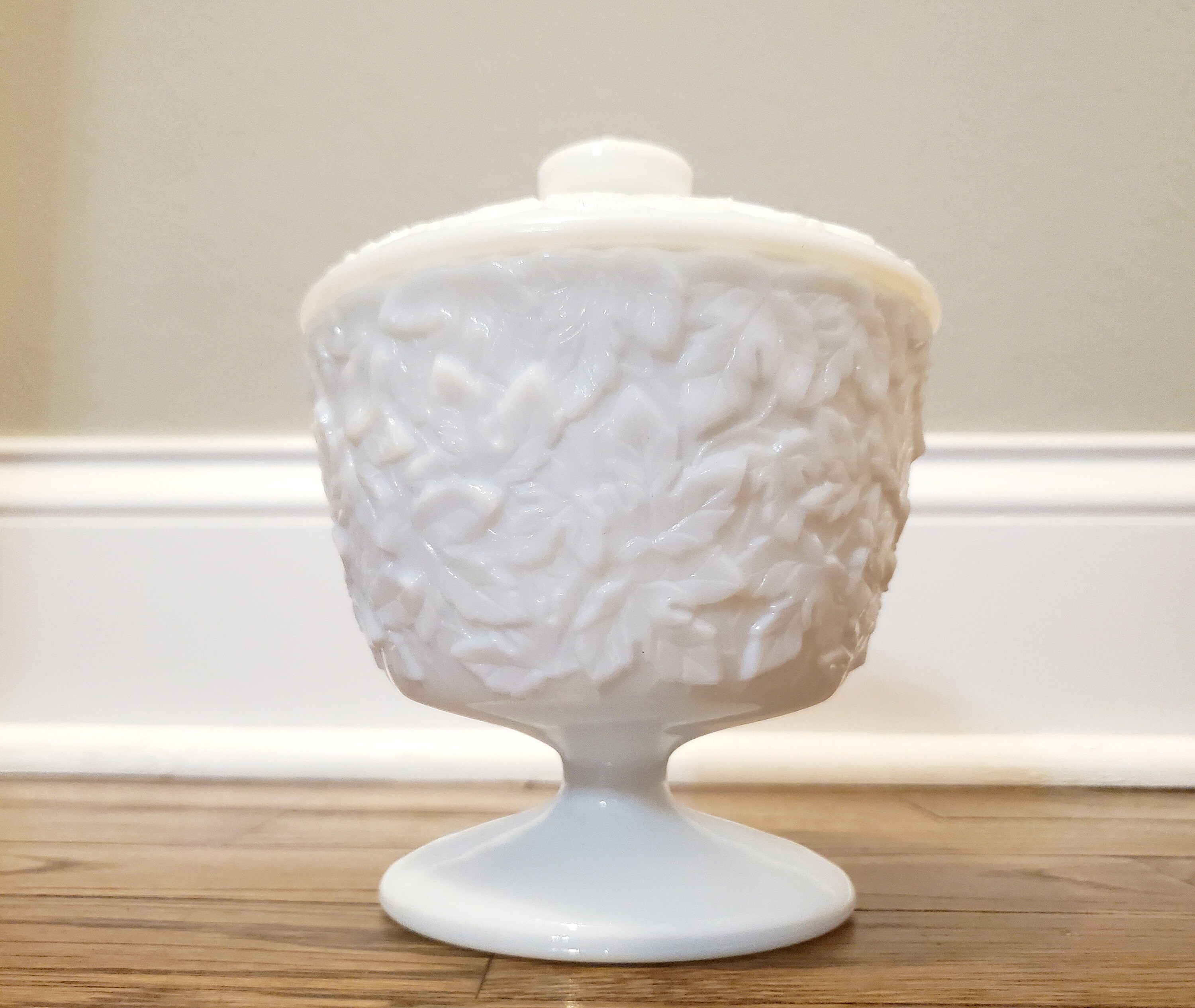 Westmoreland Milk Glass Bramble Compote Dish With Lid Etsy