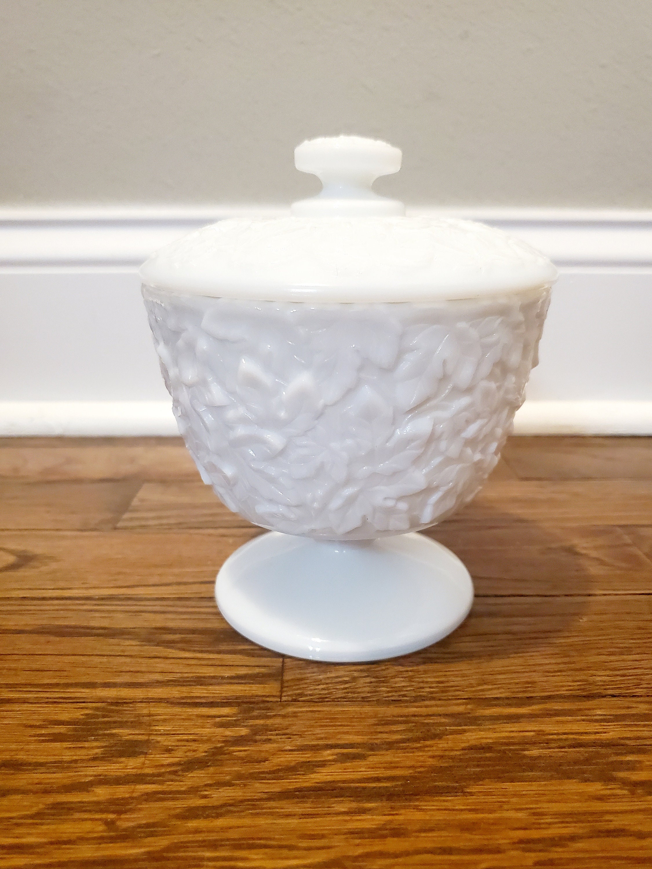 Westmoreland Milk Glass Bramble Compote Dish With Lid Etsy