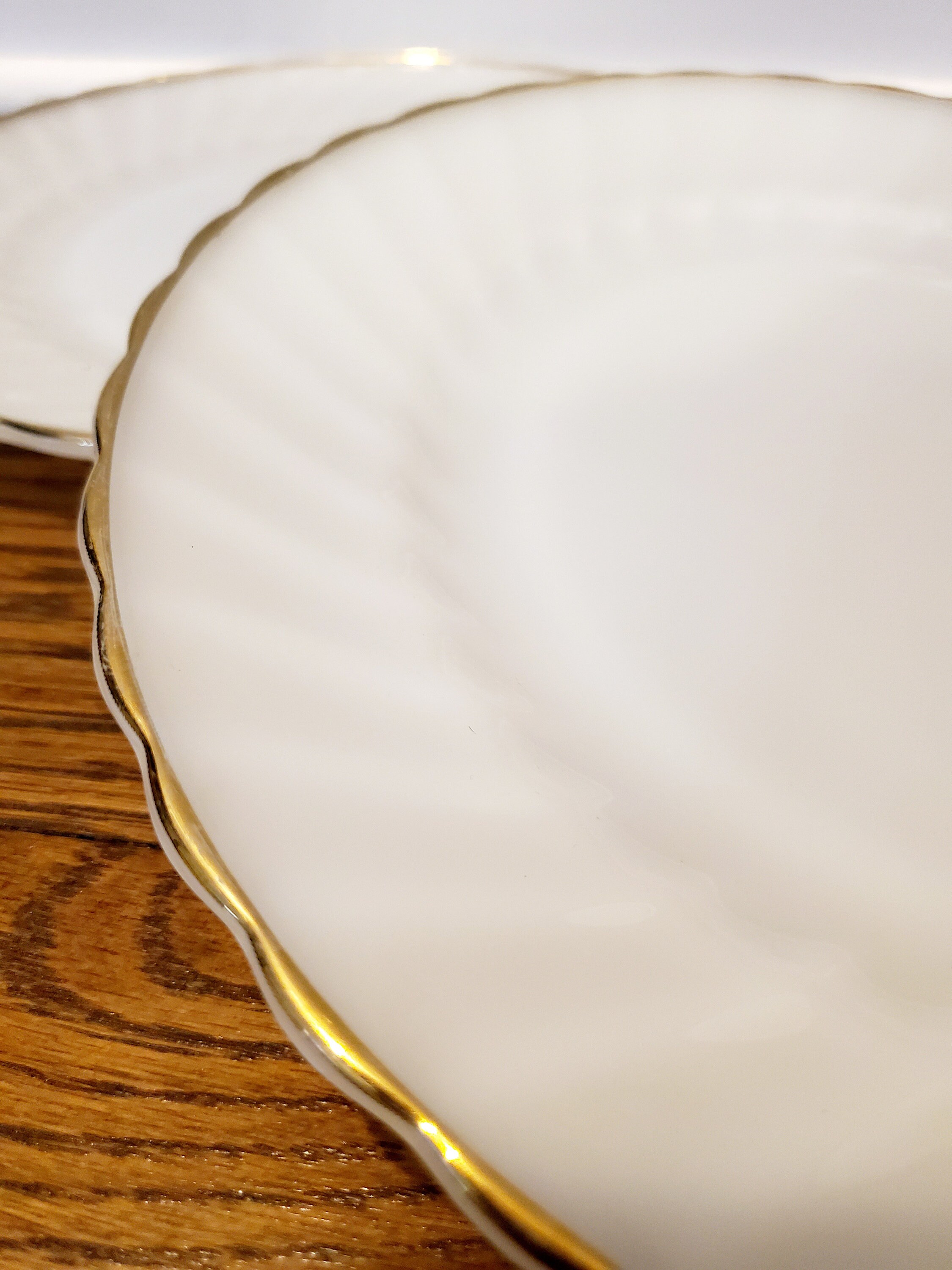 Set of 2 Golden Shell Milk Glass Oven Proof Dinner Plates by Etsy
