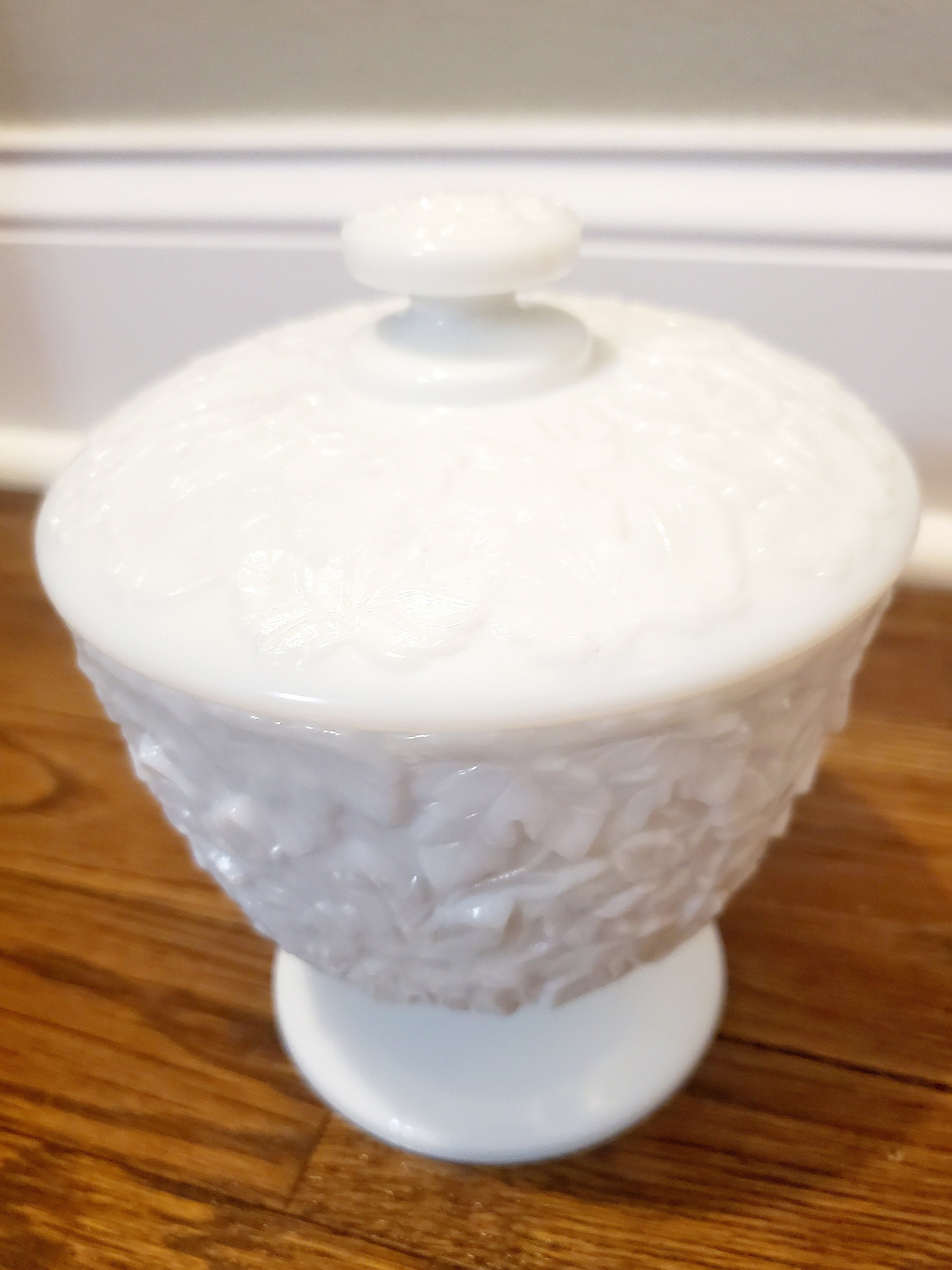 Westmoreland Milk Glass Bramble Compote Dish With Lid Etsy