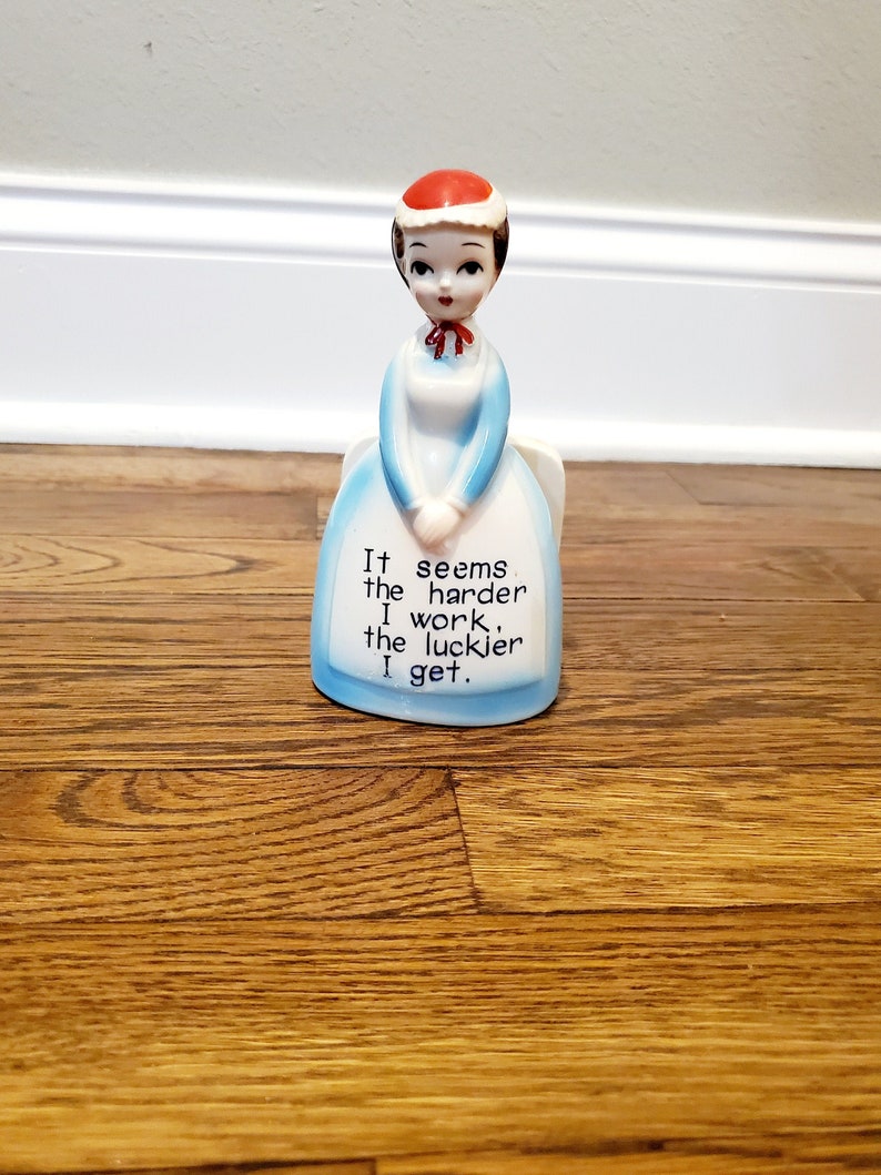 Enesco Imports English Miss Lady Pattern Napkin Holder It Seems the Harder I Work the Luckier I Get