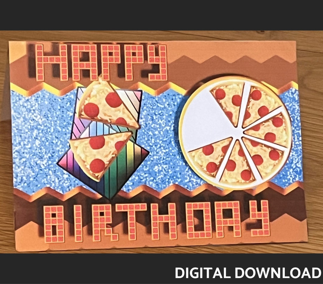 Printable Pepperoni Pizza Birthday Card Digital Download - Etsy