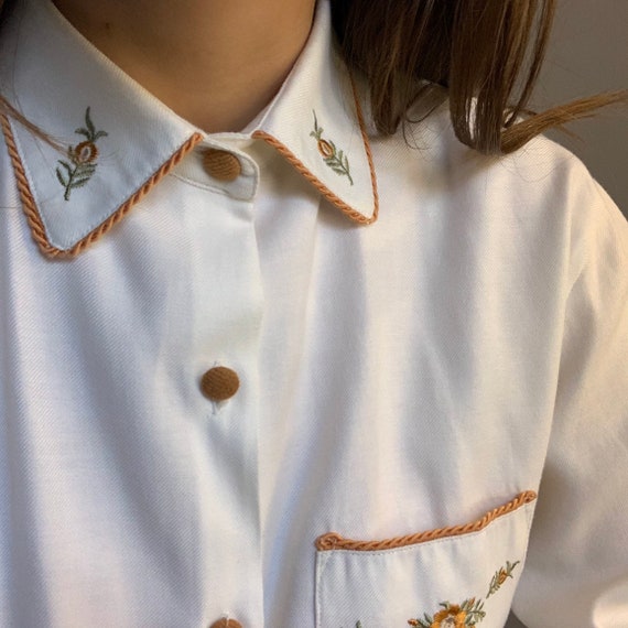 Vintage embroidered Shirt, 80 blouse, embroidered