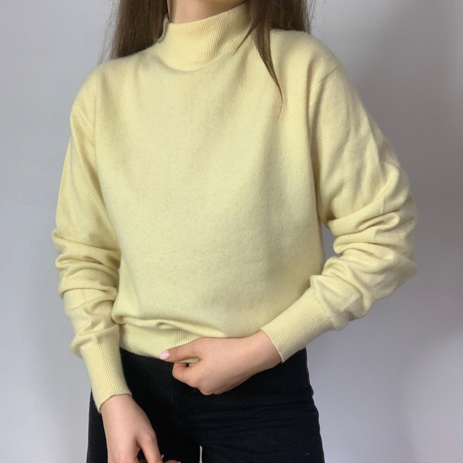 Pure Cashmere amarillo Pullover suéter amarillo claro suéter Etsy