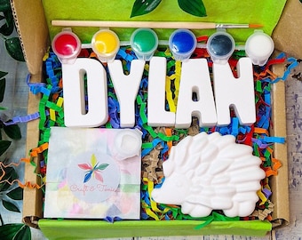 Paint Your Own Name and Hedgehog | Personalised | Kids Craft Kit | Woodland | Children's Gifts | Craft Kit for Kids | Kids Activities