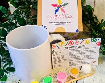 Kit para pintar tu propia taza / Taza de cerámica, pinturas, pincel (en caja de regalo)