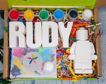 Paint Your Own Name and Robot | Personalised | Craft Kit | Party Gift | Children's Gifts | Kids Crafts | Kids Activities | Gift Wrapped