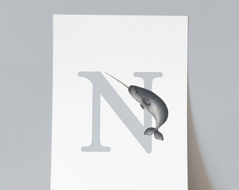 N est pour Narwhal Giclée Print