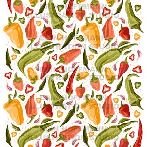 Spicy Pepper Pattern Drawing Poster, Wall Print, Digital Download Print, Wall Decor, Large Printable Art, Downloadable Prints image 4