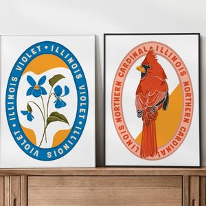 Illinois State Nature &#39;Pressed Pennies&#39; Colorful Physical Art Print, Wall Print, Wall Decor, Artwork