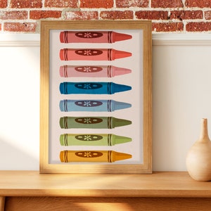 Colorful Crayon Drawing Poster, Wall Print, Digital Download Print, Wall Decor, Large Printable Art, Downloadable Prints image 3