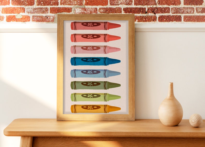 Colorful Crayon Drawing Poster, Wall Print, Digital Download Print, Wall Decor, Large Printable Art, Downloadable Prints image 3