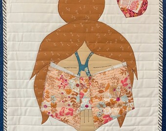 Gal with Book Applique' Paper Pattern