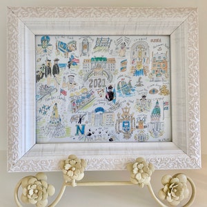 Class of 2021 United States Naval Academy Watercolor Pen Giclee Art Print