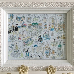 Class of 2025 United States Naval Academy Watercolor Pen Giclee Art Print