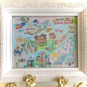 Rehoboth Beach Watercolor Pen Giclee Art Print