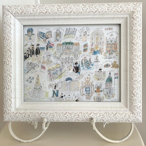 Class of 2028 United States Naval Academy Watercolor Pen Giclee Art Print