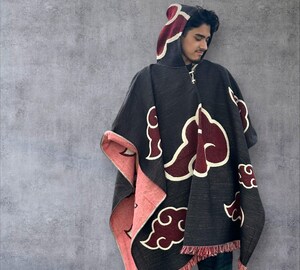 Poncho Naruto Akatsuki – Sweat Polaire Enfant à Capuche, Noir Taille Unique