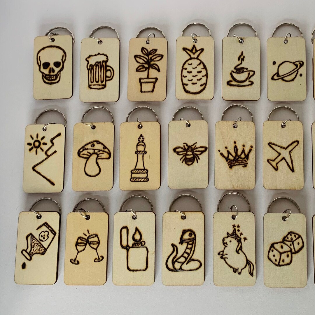 Pyrography Key Rings Easy Pyrography Burnt Key Rings Rectangle set 2 - Etsy UK