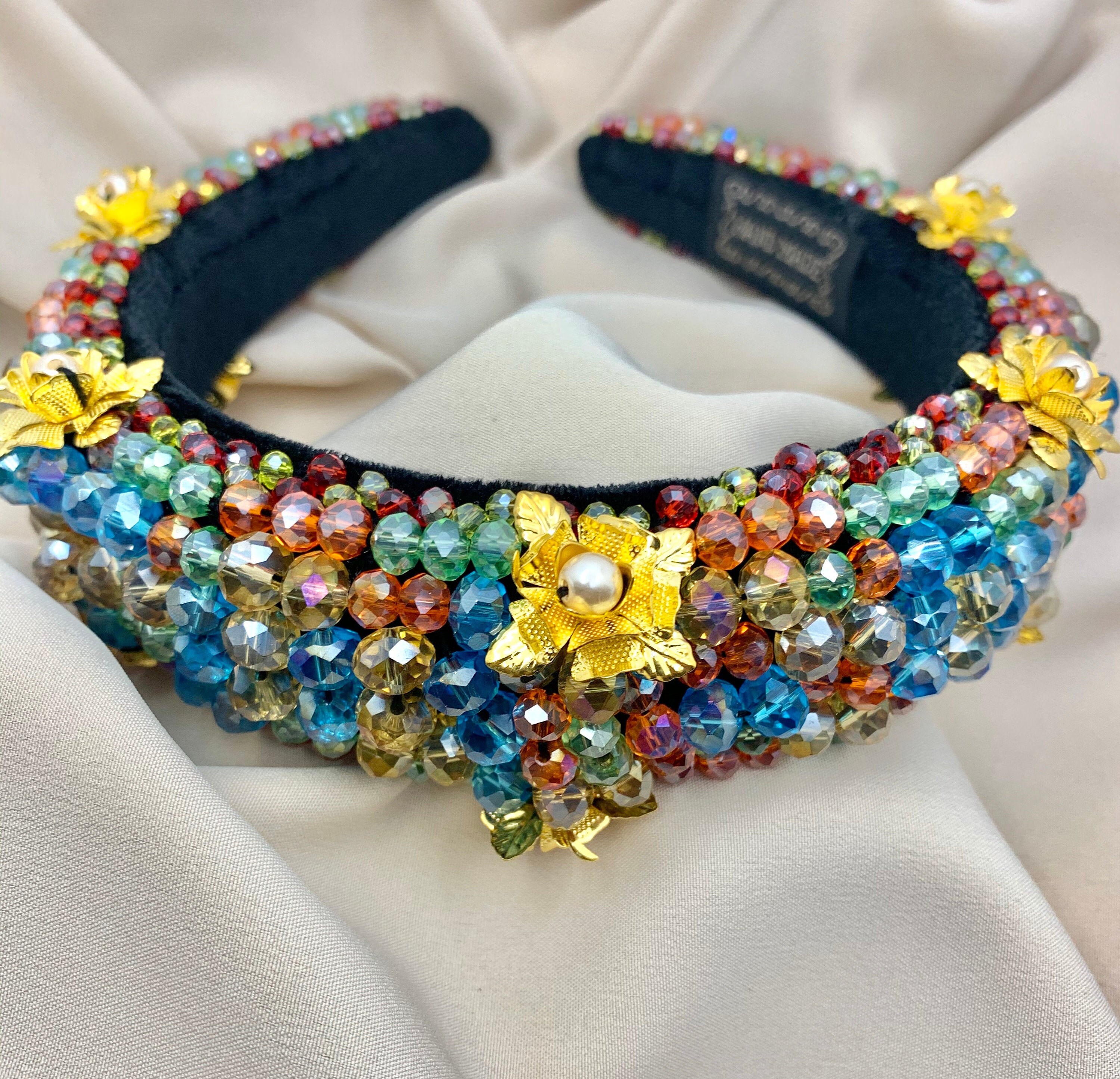 Floral Beaded Alice Band Heavily Embellished Floral Alice Etsy