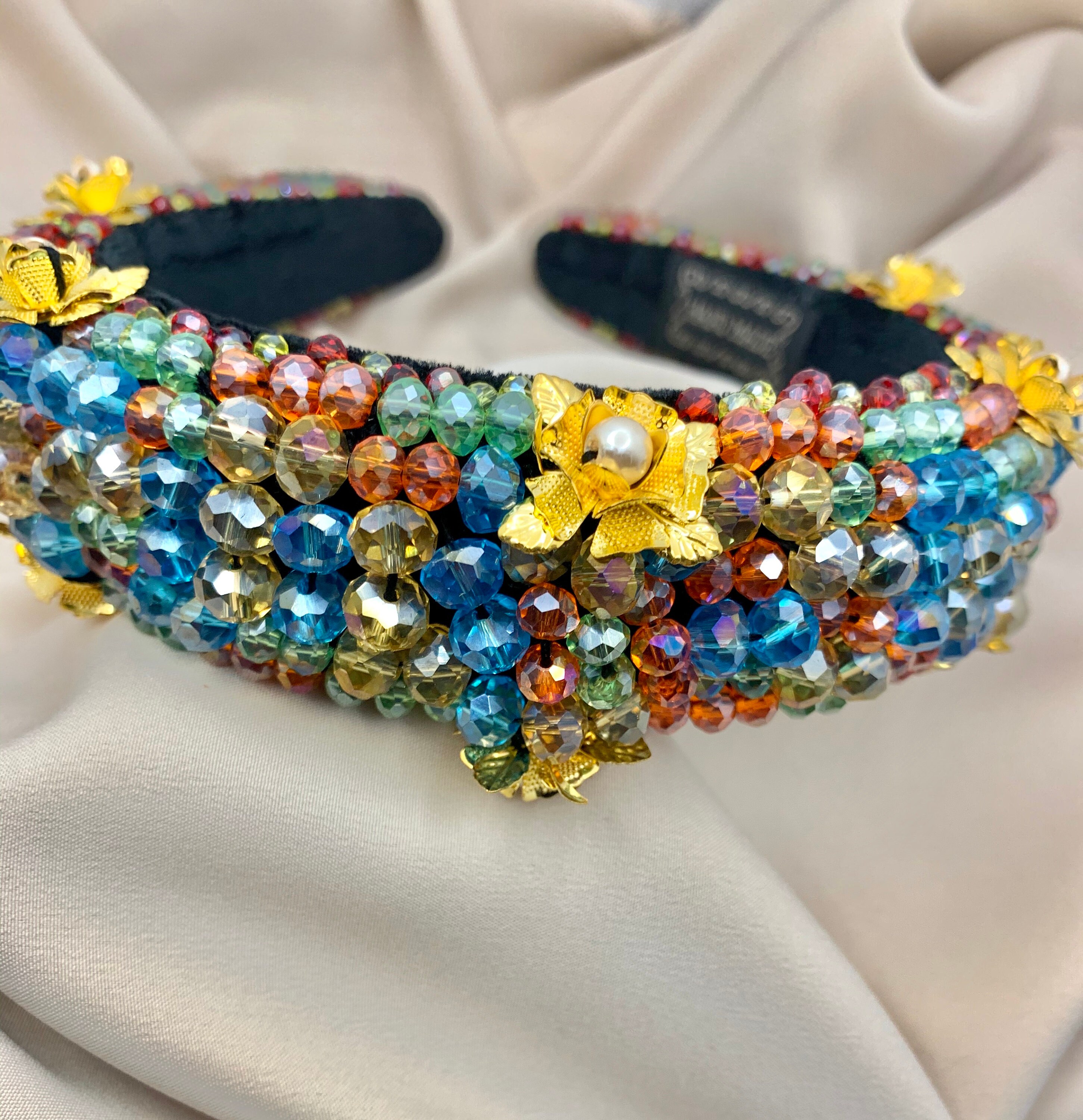 Floral Beaded Alice Band Heavily Embellished Floral Alice Etsy