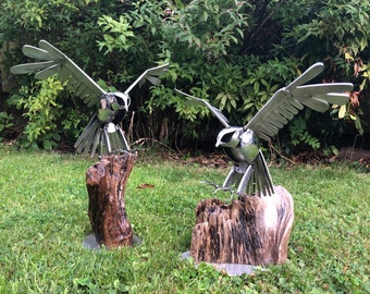 Bird of prey in flight, Handmade, stainless steel, metal, suitable for Birthdays, 11th anniversary. Gift. ornament. hawk,