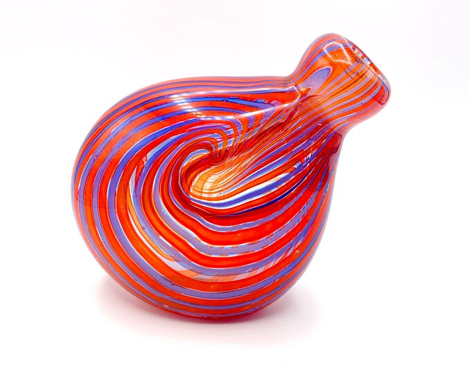 Vintage Psychedelic Glass Vase Vintage 70s Swirly Trippy 1970s Swirl