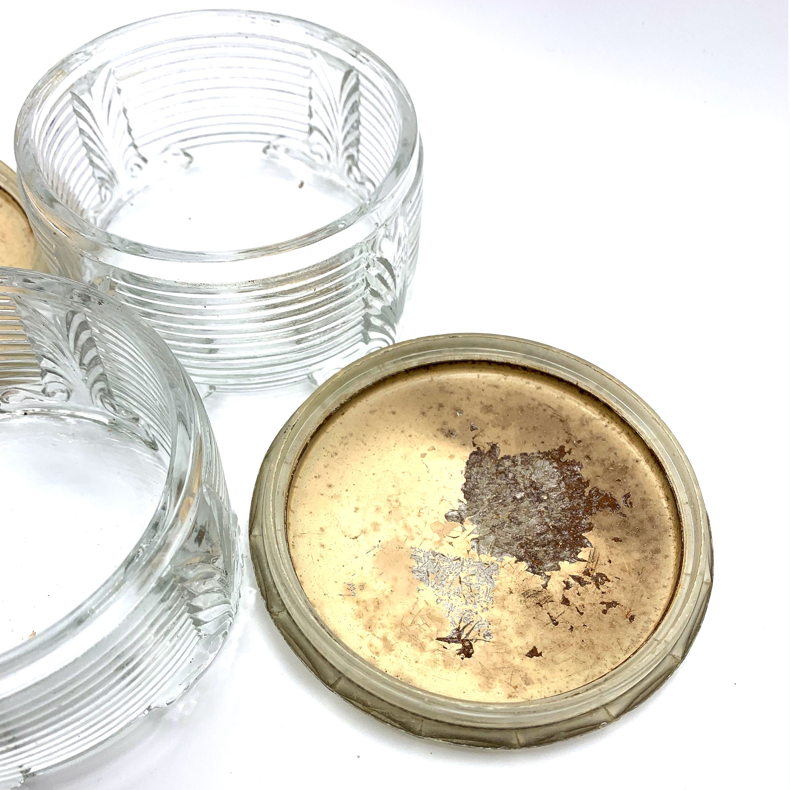 Frascos de polvo de vidrio vintage Conjunto de 2 | Etsy