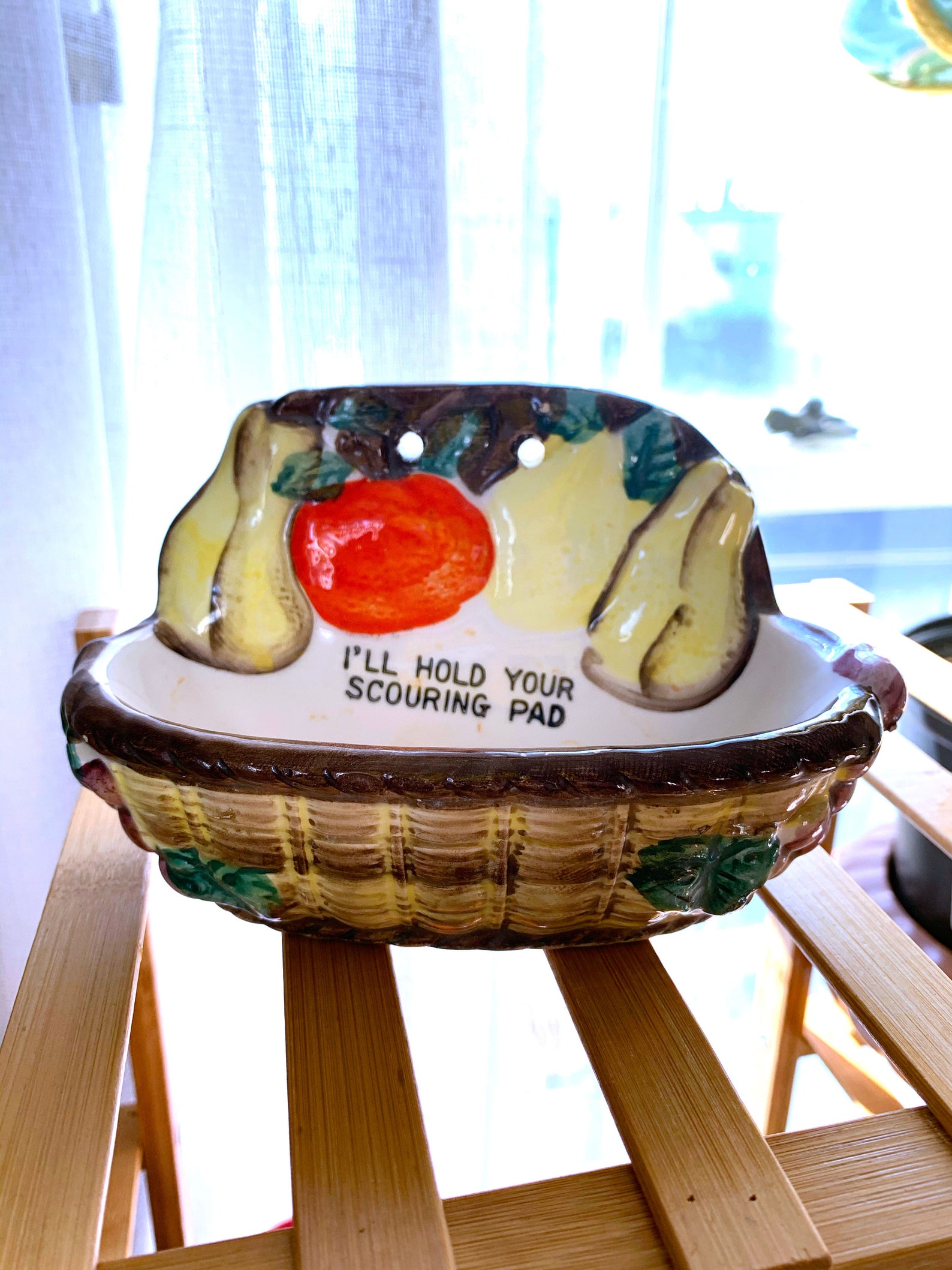 Vintage Scouring Pad Holder Retro Ceramic Kitchen Sponge Etsy