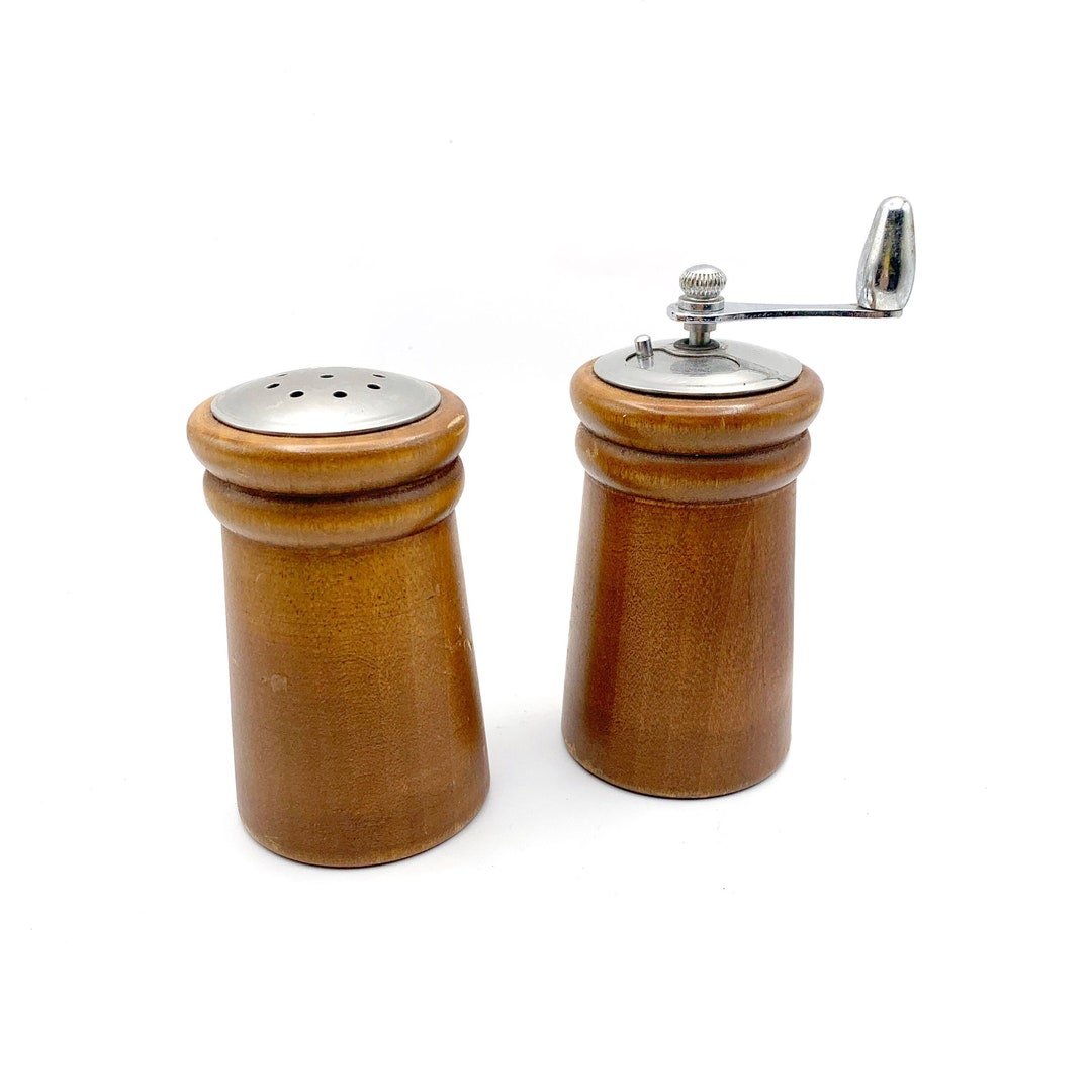 MCM Olde Thompson Salt Shaker and Pepper Mill Set Wooden Mid Etsy