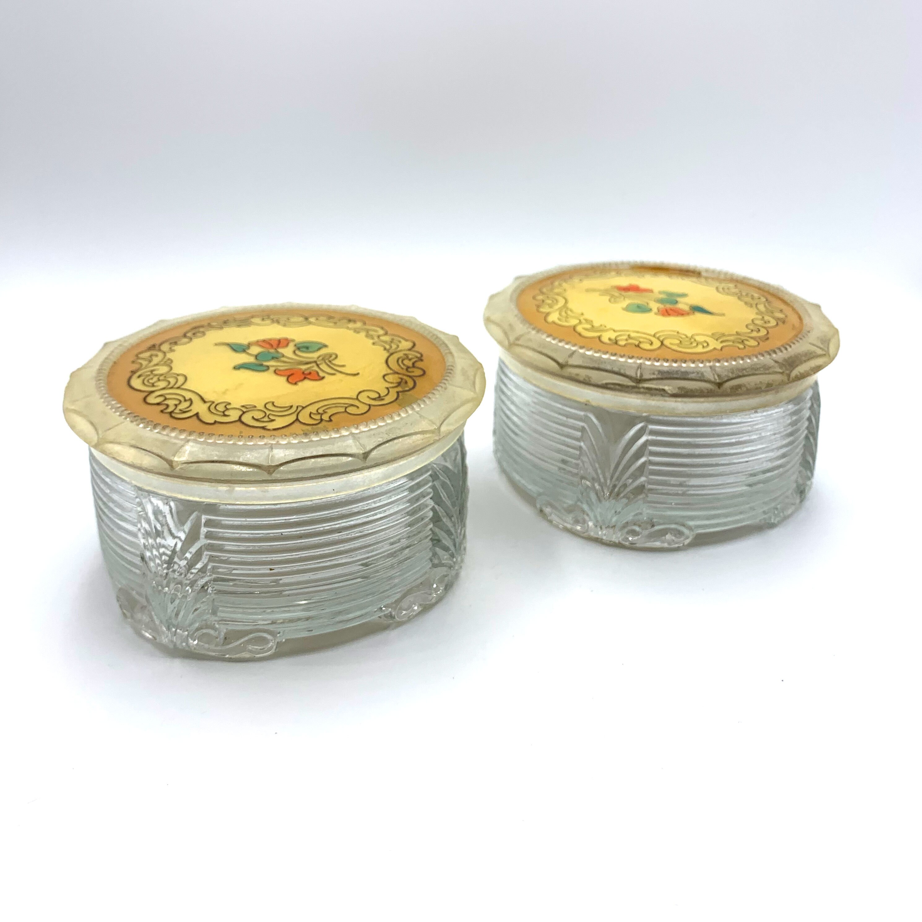 Frascos de polvo de vidrio vintage Conjunto de 2 | Etsy